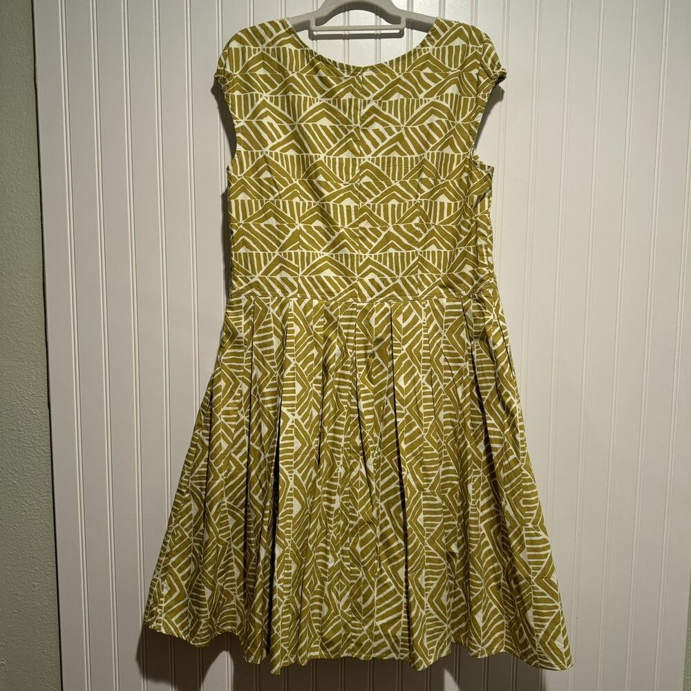 eShakti Chartreuse Cotton Embroidered Dress Cap Sleeves Boho Size 18 - Picture 7 of 7